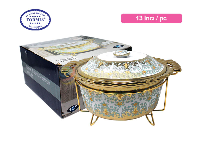 Formia Deep Round Casserole Ikoma Blue 13 Inci W/Stand / Pc