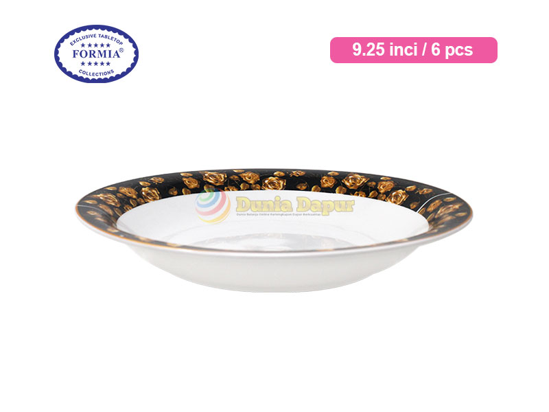 Formia Soup Plate 9.25 Inci Gold Rose Black / 6 pcs