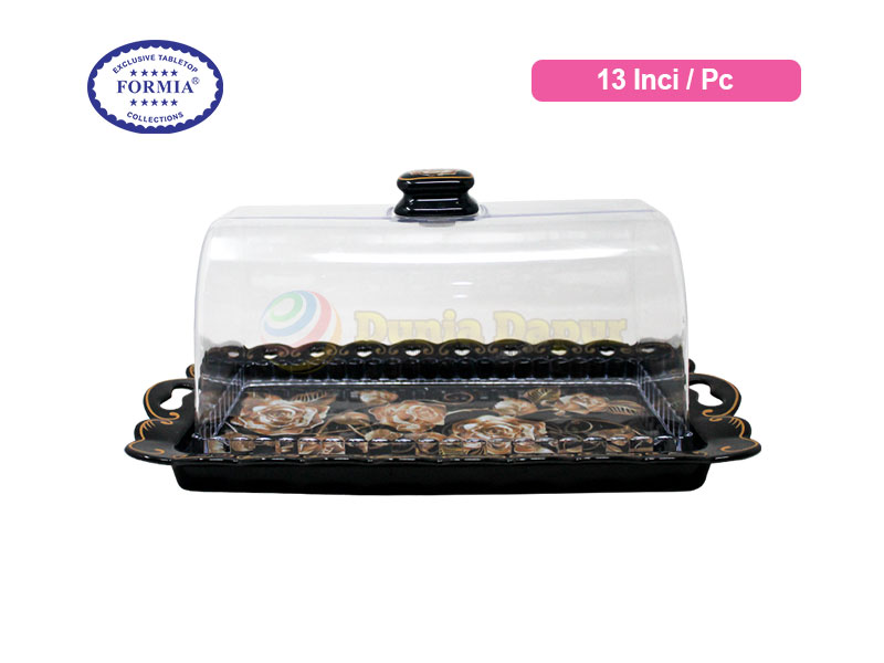 Formia Gold Rose Black Bread Tray W / Lid 13 Inci / PC
