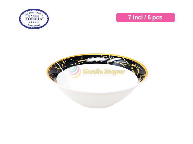 Formia Salad Bowl 7.0 Inci Black Marble / 6 pcs