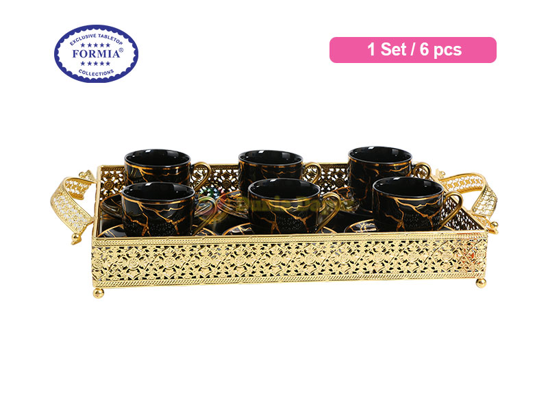 Formia Black Marble Cup Saucer 16 CL w/tray set / 6 pcs